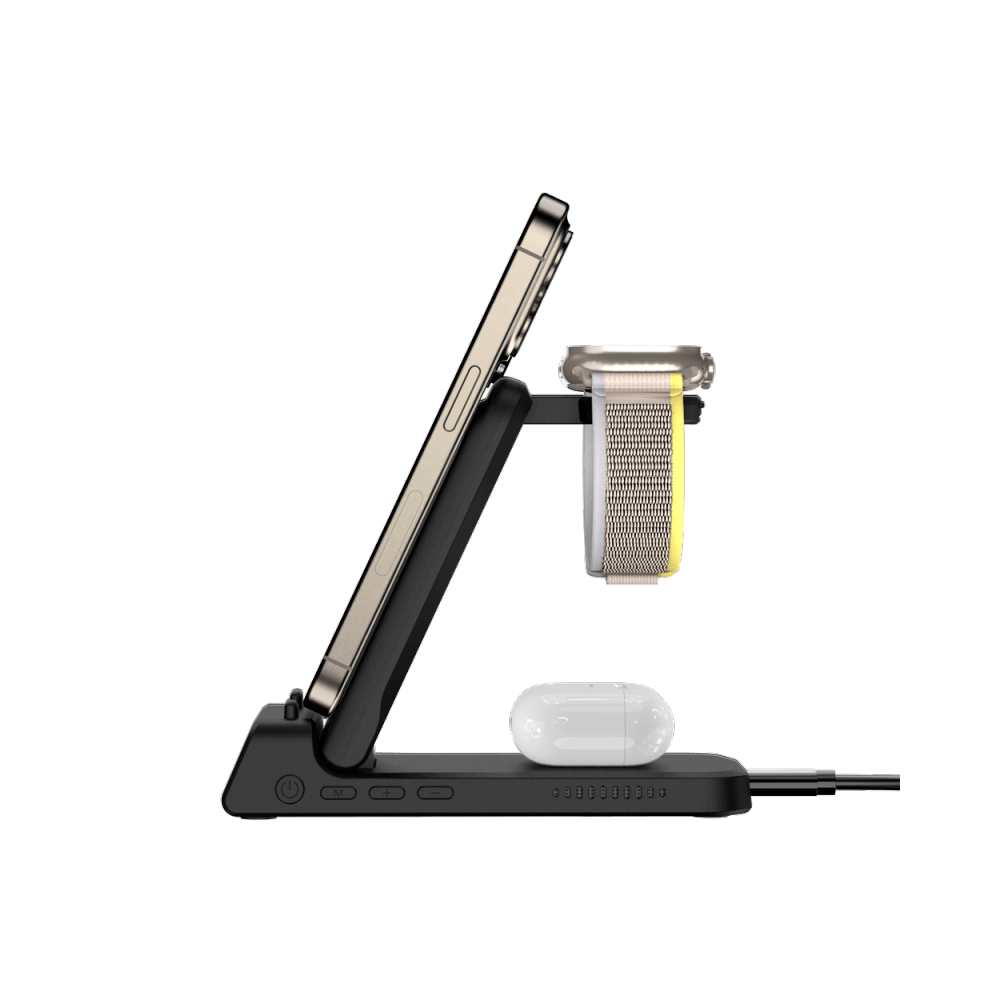 SwanScout 703A – 3 w 1 bezprzewodowa ładowarka do Apple z zegarem
