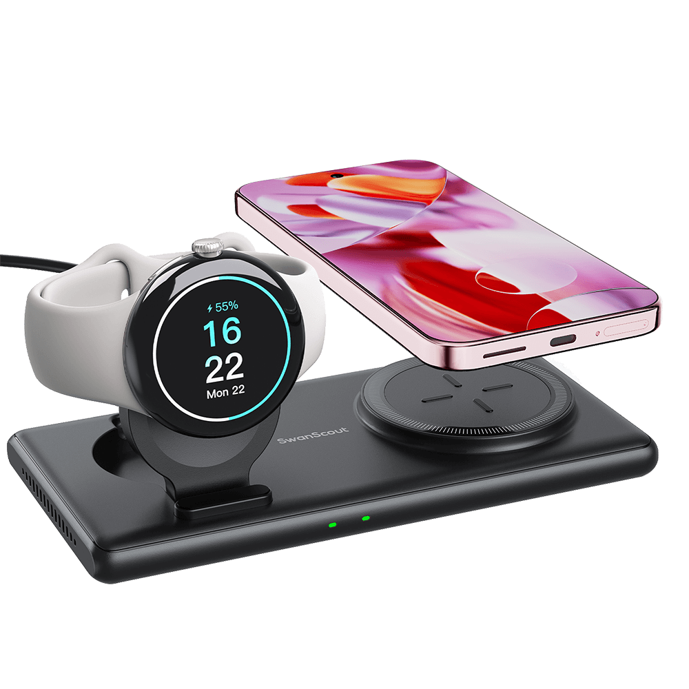 SwanScout 502G - Caricatore Wireless 2 in 1 per Google