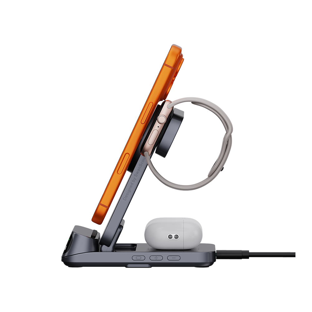 SwanScout 708M - 3 w 1 magnetyczna ładowarka bezprzewodowa dla Apple