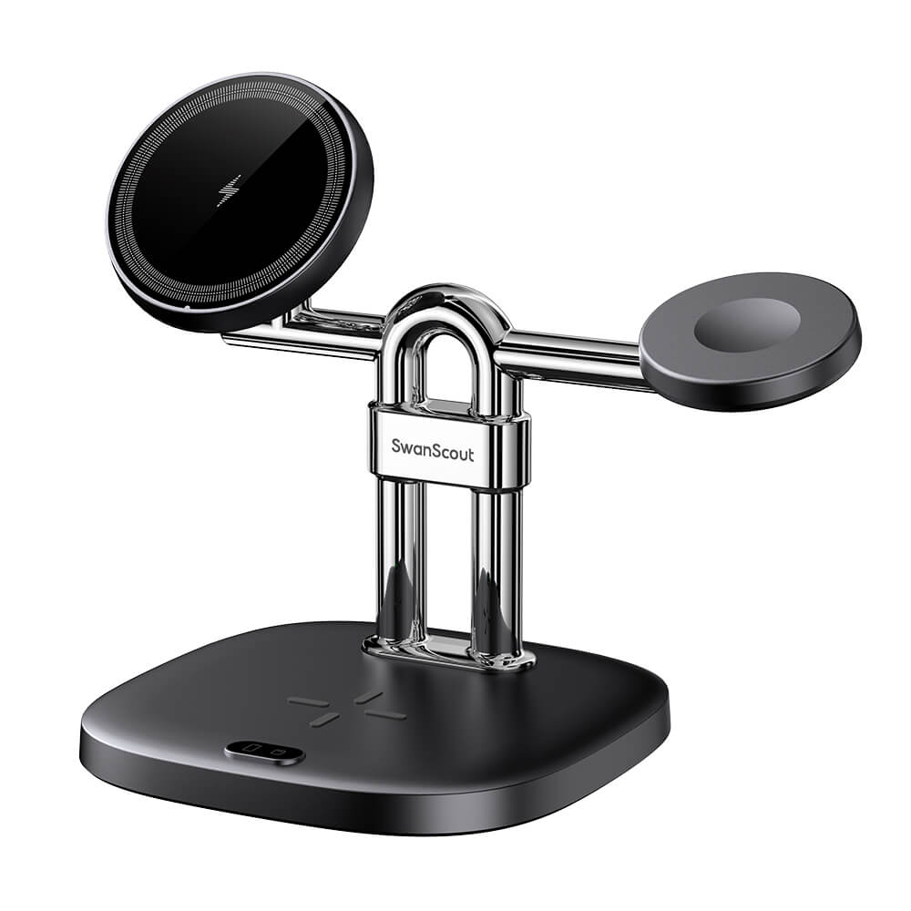 SwanScout 712M – 3-в-1 магнитна безжична станция за зареждане за Apple