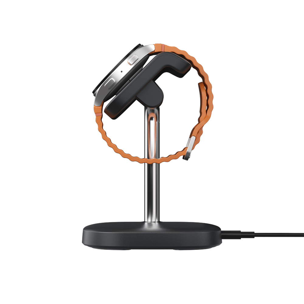 Experience refined utility with the SwanScout 505S, an Elegant Wireless Charger Stand for Samsung Watch models from Galaxy Watch 3 to 7.