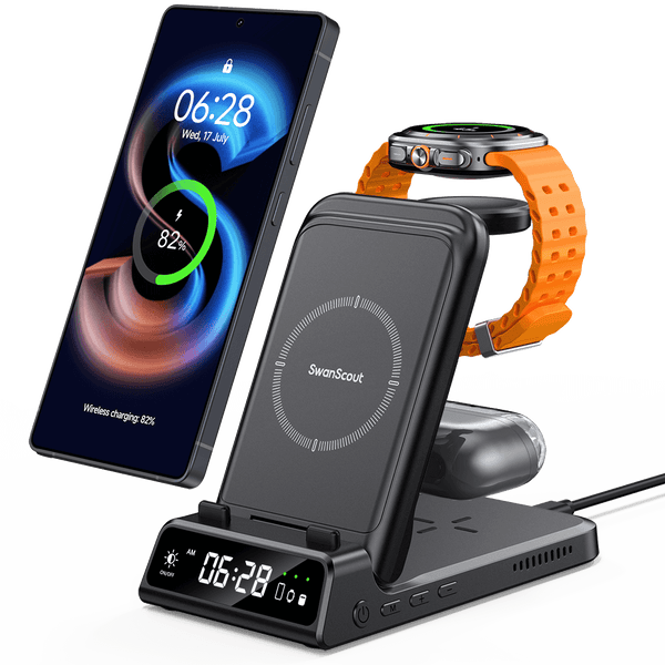 SwanScout 703S - Cargador Inalámbrico 3 en 1 para Samsung