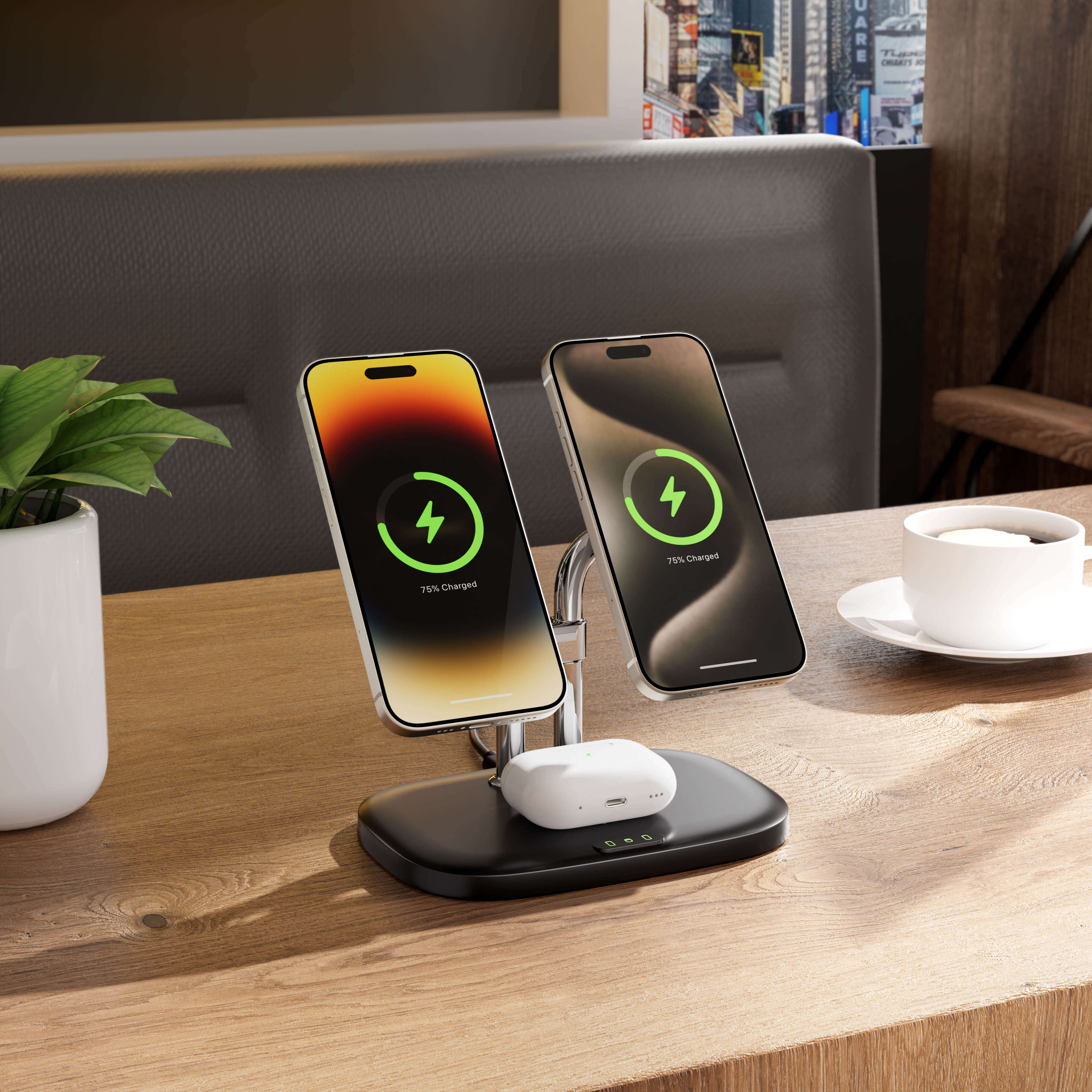As a dual phone charging station, the swanscout 706M simplifies shared charging needs with smart alignment.