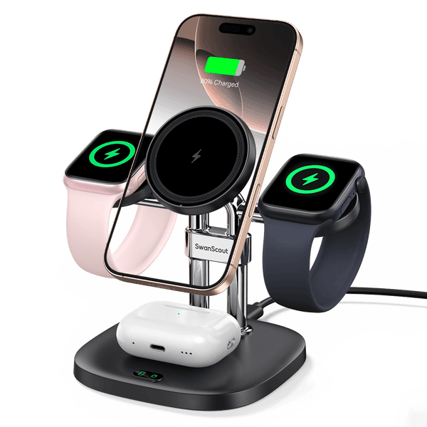 SwanScout 709M - Caricatore Wireless Magnetico 4 in 1 per Apple