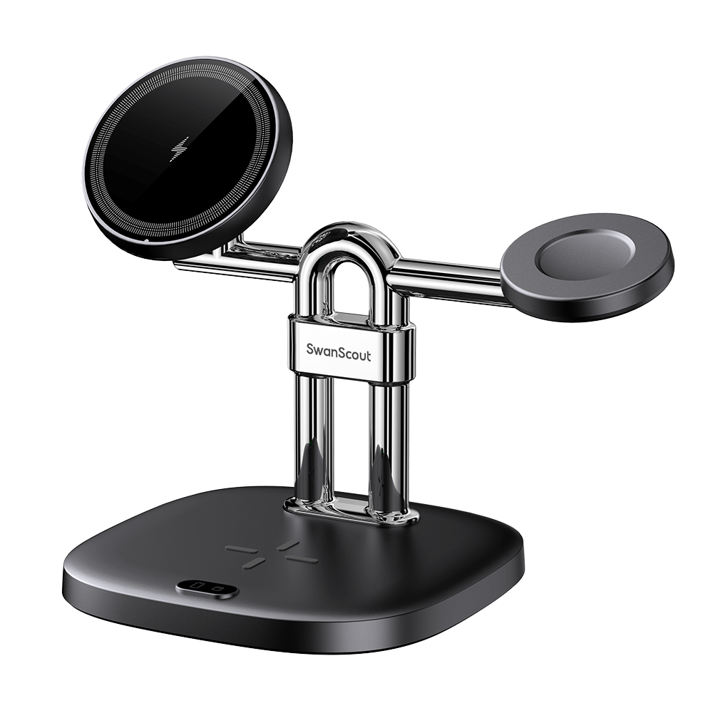 SwanScout 712SM – 3-i-1 magnetisk trådlös laddningsstation för Samsung