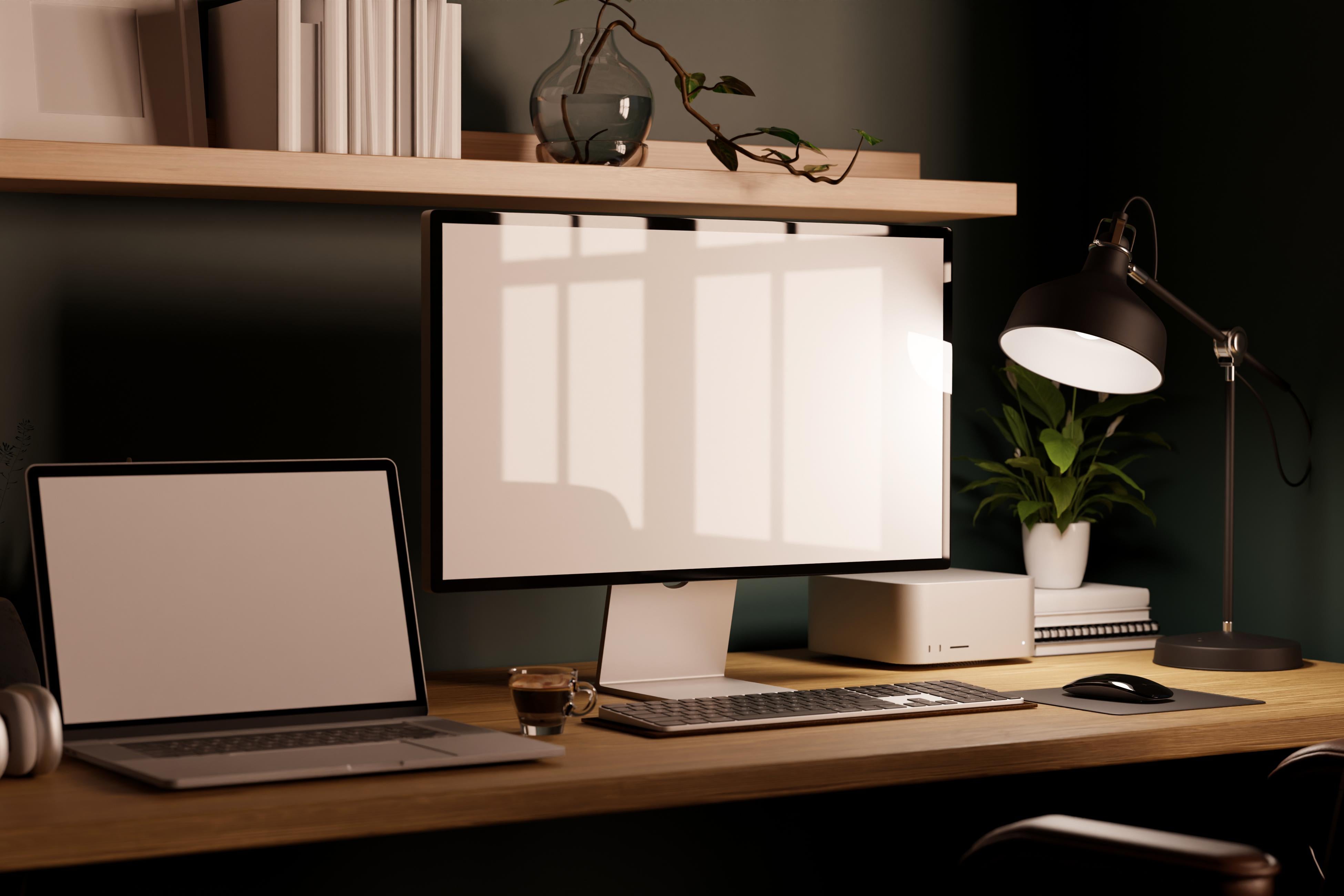 minimalist home office desk setup