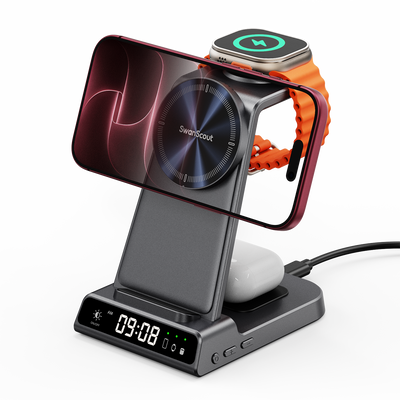 SwanScout C02M - Station de charge magnétique 3 en 1 pour Apple