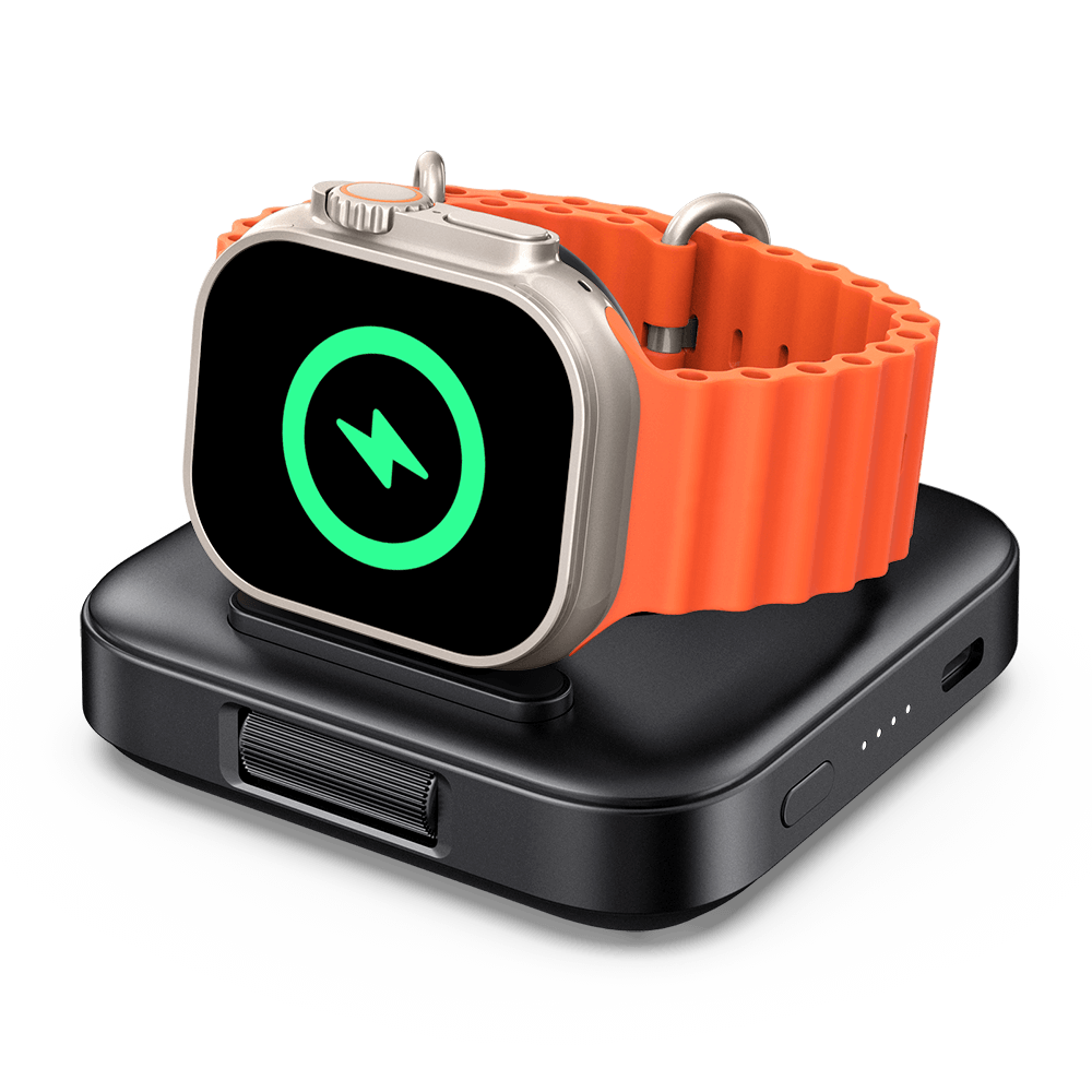 SwanScout 303A is an elegant and portable iWatch charger, designed for the Apple Watch Series 10, featuring a 1800mAh capacity for reliable charging 