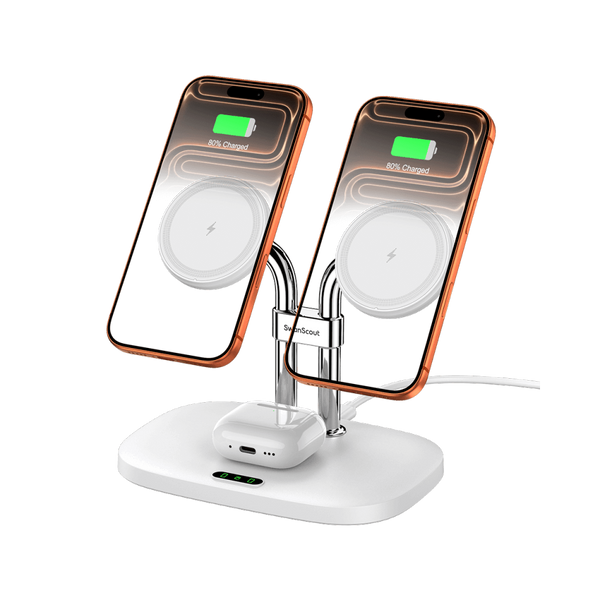 SwanScout 706M - Stație magnetică de încărcare dublă pentru telefoane Apple