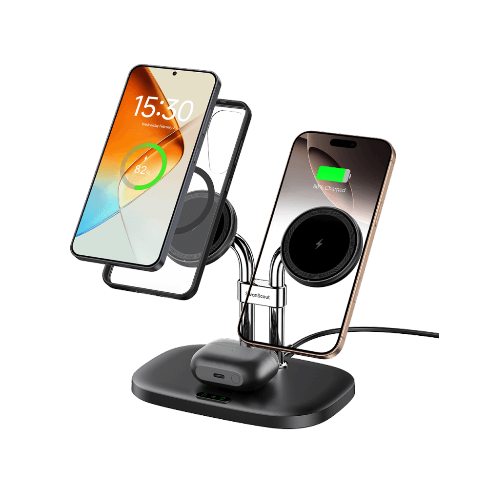 SwanScout 706SM - Carregador magnético duplo para Samsung