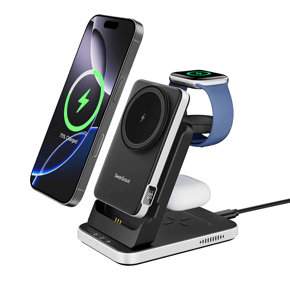 SwanScout 304M is a sleek iPhone charging station that simplifies power management for daily Apple device users.