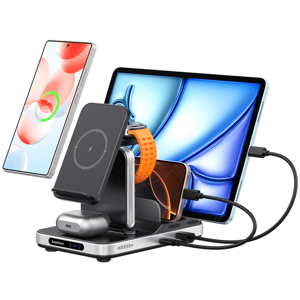 SwanScout 901S - 适用于三星的五合一无线充电器，完美适合学习桌