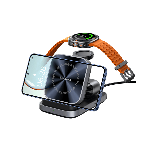 SwanScout 713S - Carregador sem fio dobrável 3 em 1 para Samsung