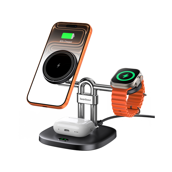 SwanScout 712M – 3 w 1 Magnetyczna Bezprzewodowa Stacja Ładowania dla Apple
