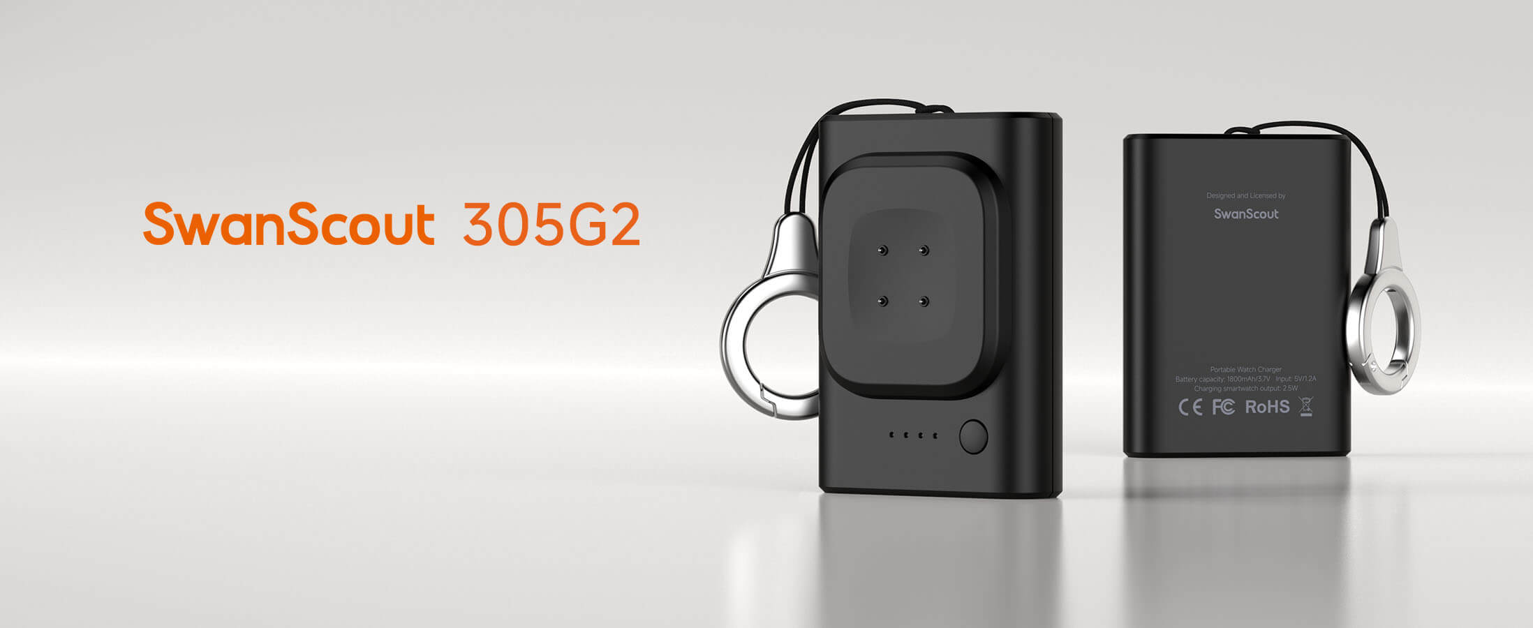 Black SwanScout 305G2 pixel watch charger with keychain