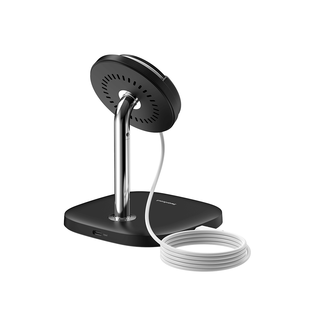 Rear-right view of SwanScout 506M highlighting the anti-slip pad and professional cable management for a clean and secure desktop setup.
