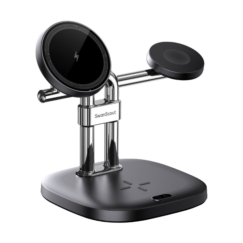SwanScout 712M – Stație de Încărcare Wireless Magnetică 3 în 1 pentru Apple