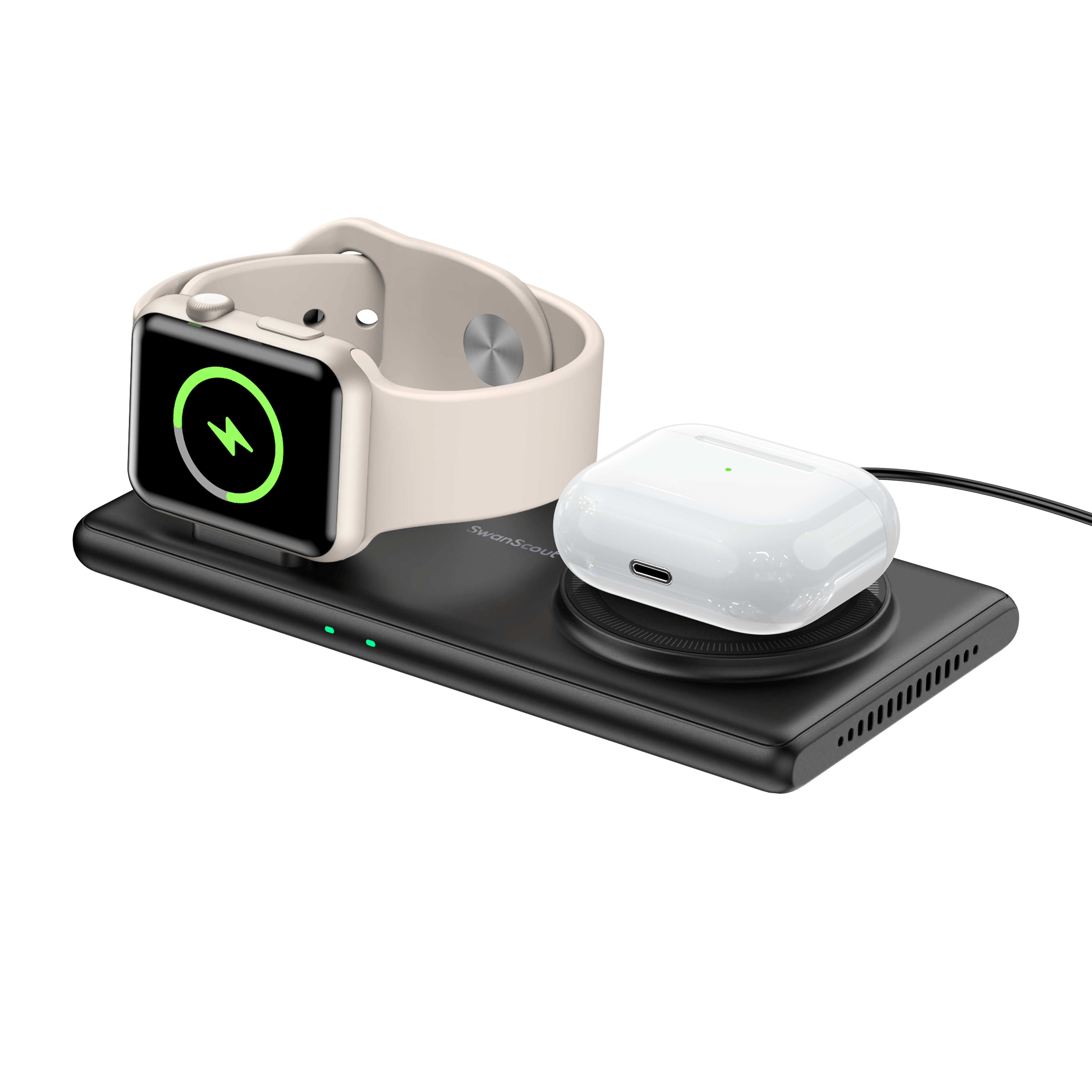 SwanScout 502M - Chargeur Sans Fil Magnétique 2 en 1 pour Apple