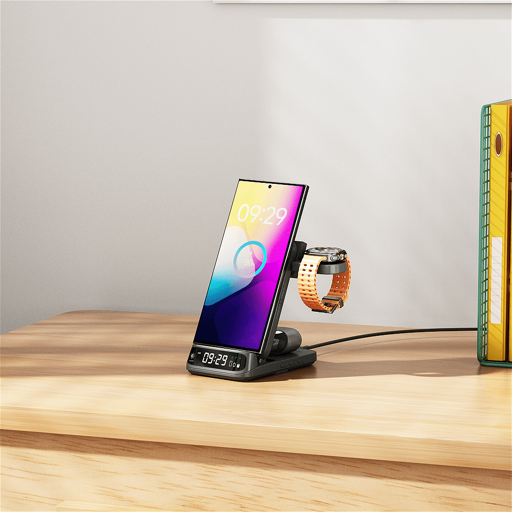 Elegant and compact, the SwanScout 708S works perfectly as a Samsung Galaxy Watch charger at home or in the office.