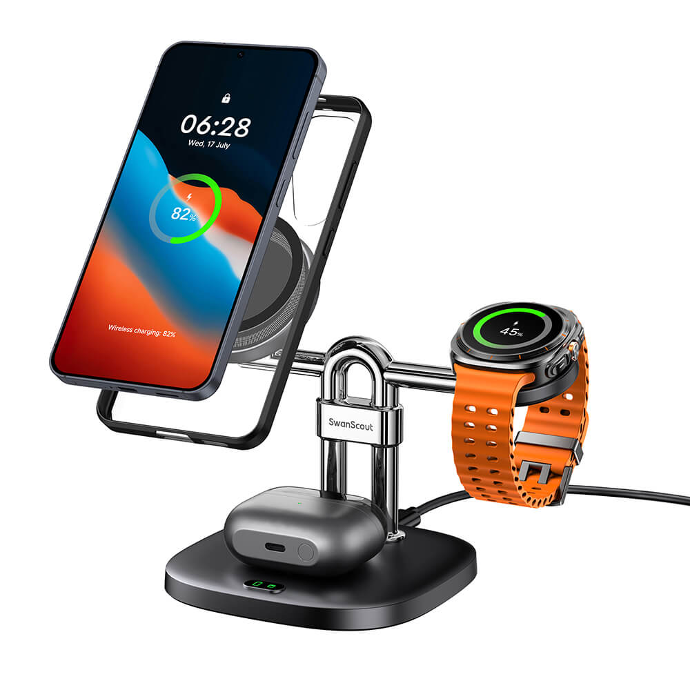 SwanScout 712SM – 3-in-1 magnetische kabellose Ladestation für Samsung