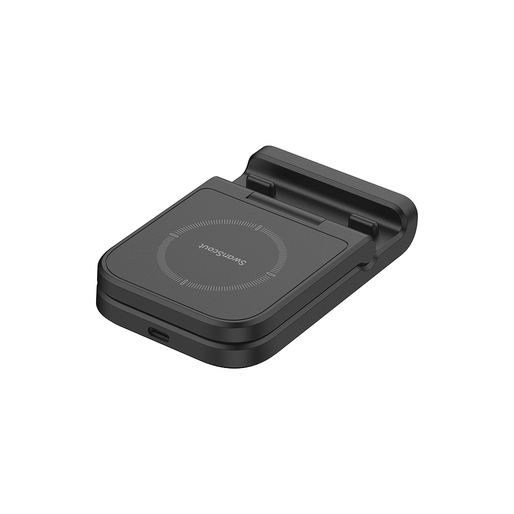 SwanScout 501S portable black wireless charger for Samsung Z Flip series, foldable design for travel and everyday use