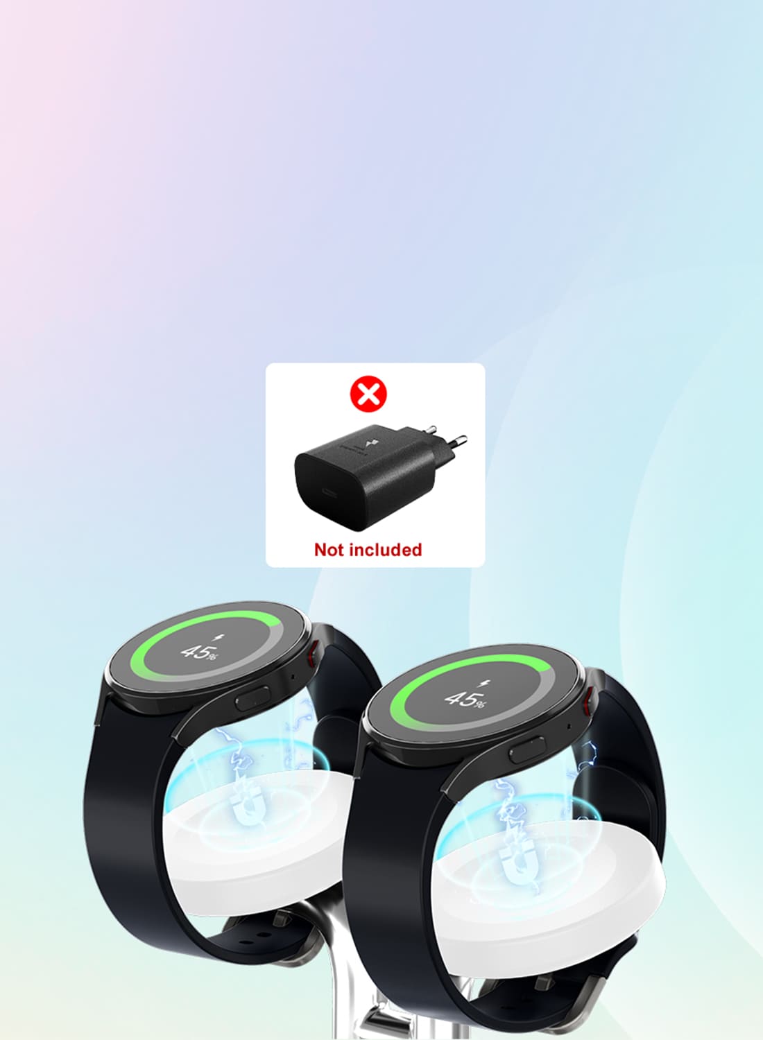 Galaxy Watch aligns magnetically for quick wireless charging with SwanScout 704S