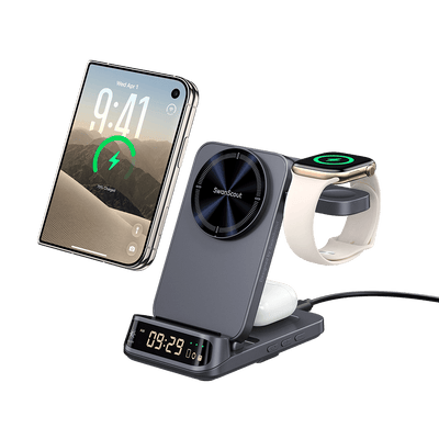 Magnetic wireless charger for iPhone Duo, 3-in-1 charging station with charging docks SwanScout 708M 25W 