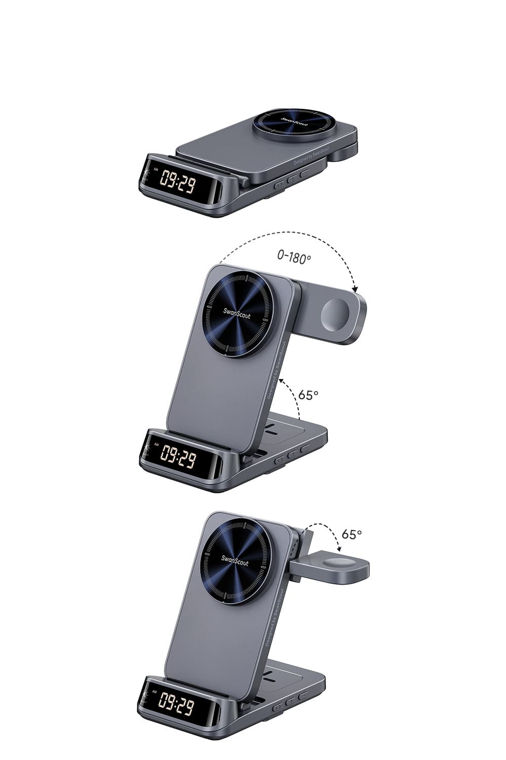 SwanScout 708M foldable travel wireless charger compact storage design