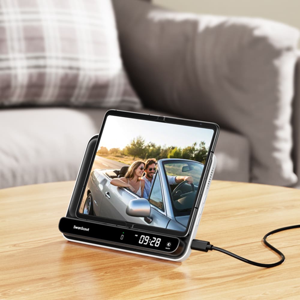 Google Pixel charging station for convenient home use on a coffee table SwanScout 710G2