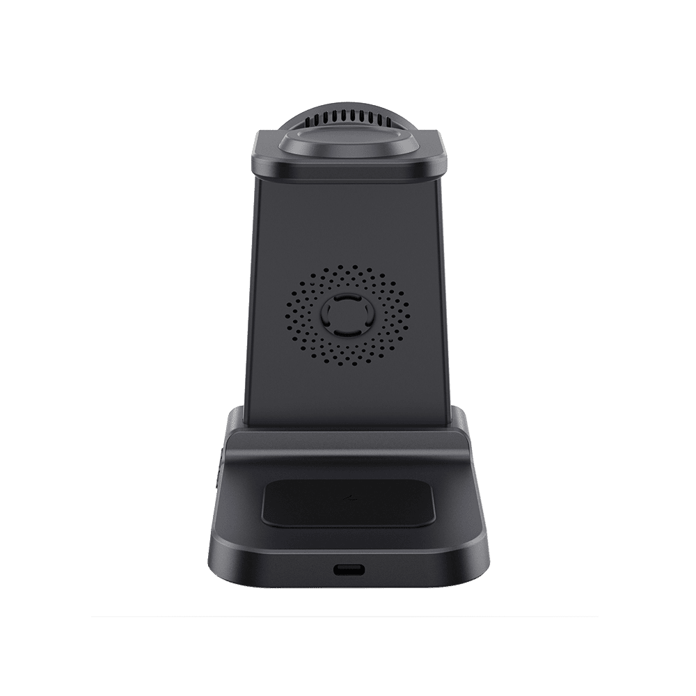 Wireless charging station for Samsung Galaxy devices with smart clock display and advanced safety protection rear view SwanScout C01SM